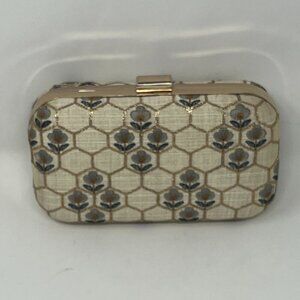 Clutch purse embroidered floral gold cream India
